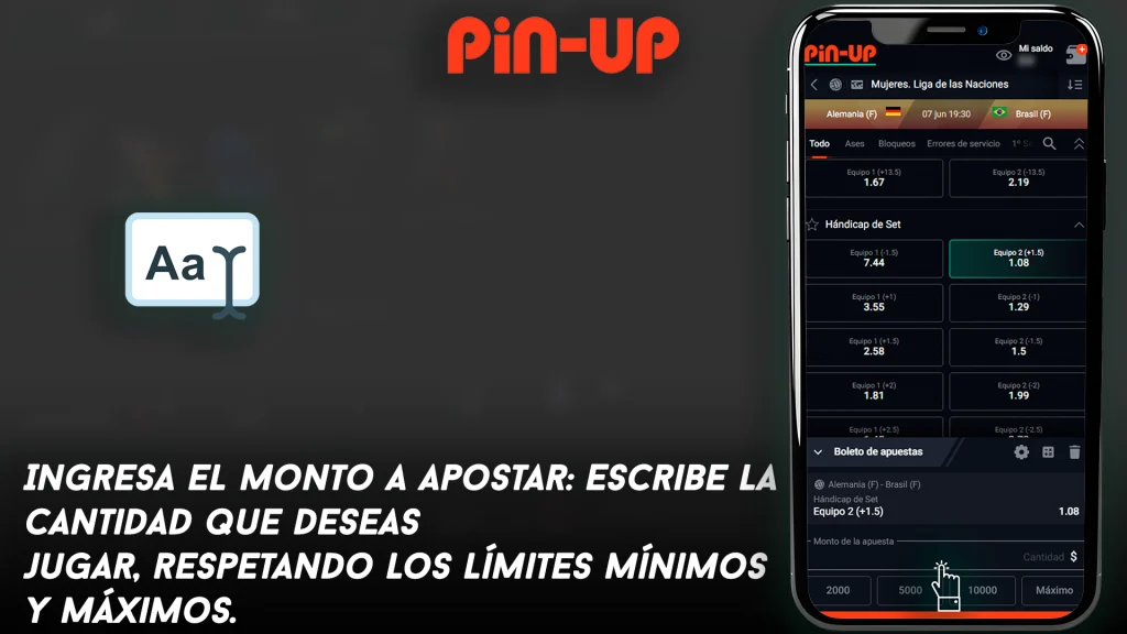Ingresa el monto a apostar: Escribe la cantidad que deseas jugar, respetando los límites mínimos y máximos.